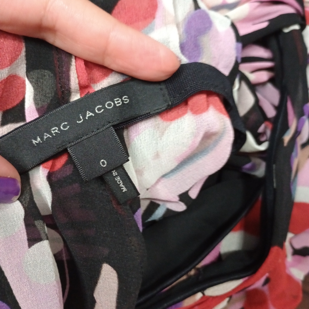 Marc Jacobs Geo Spot Silk Georgette Midi Dress MISSING BELT AND MISSING SLIP - Picture 3 of 10